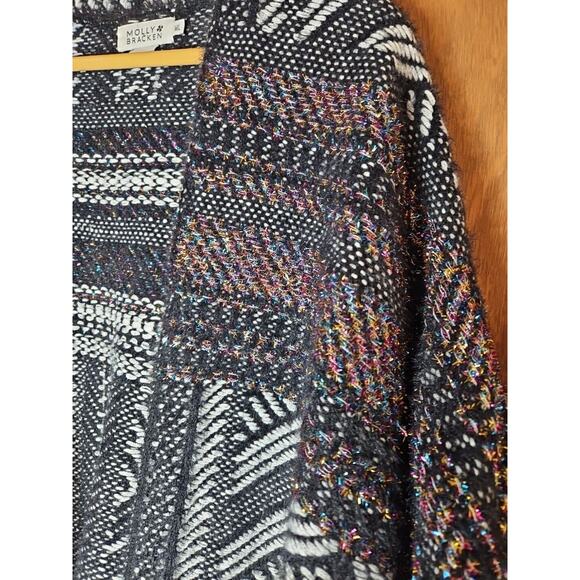 Anthropologie Molly Bracken EUC Wrap Sweater Cardigan Poncho M/L Bohemian Aztec - Picture 5 of 16